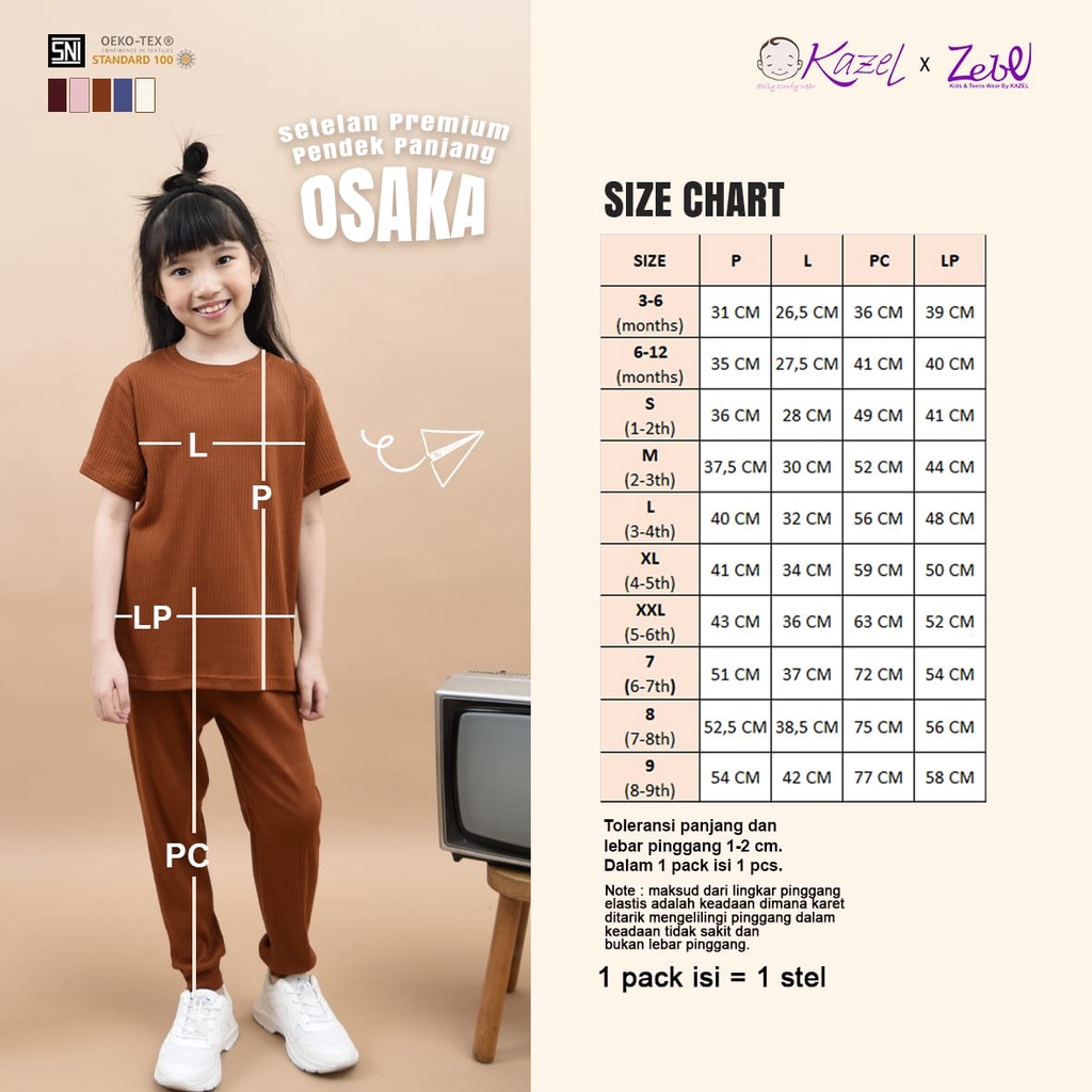 BAJU NATAL Kazel 3 Bulan - 9 tahun Setelan Pendek Panjang Osaka Edisi x Zebe