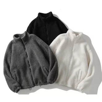 Jaket Sherpa Hoodie Bulu Pria Polos / Sherpa Jacket Pria Bulu Domba / Hoodie Bulu Pria Musim dingin 