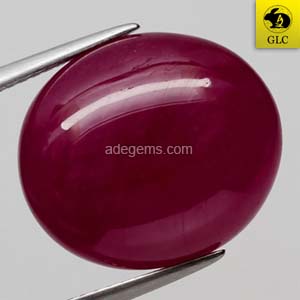 RB-056 Batu Permata Ruby Merah Keunguan Oval Cabochon Mozambique Africa Natural 18.32 Ct. Bersertifi
