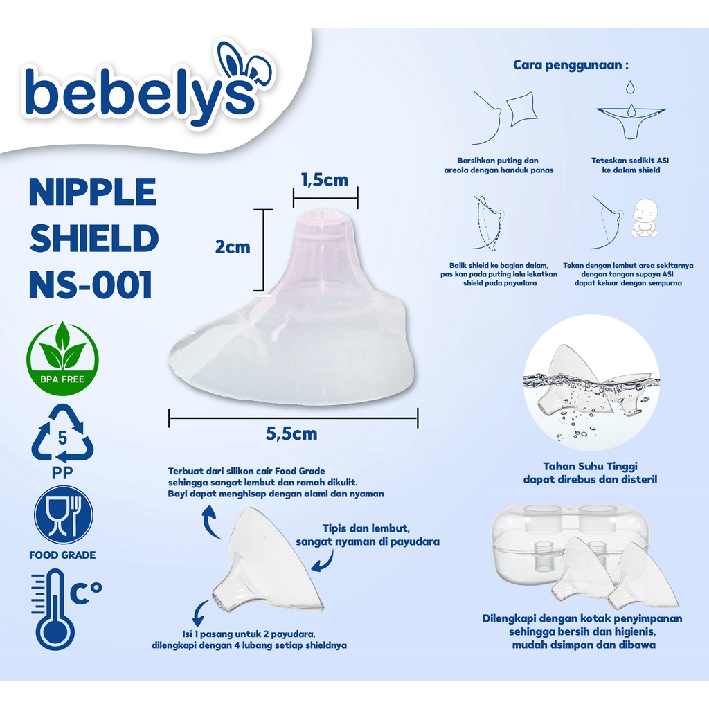 Bebelys Nipple Shield Pelindung Puting Menyusui Bagus Aman Higenis Oke