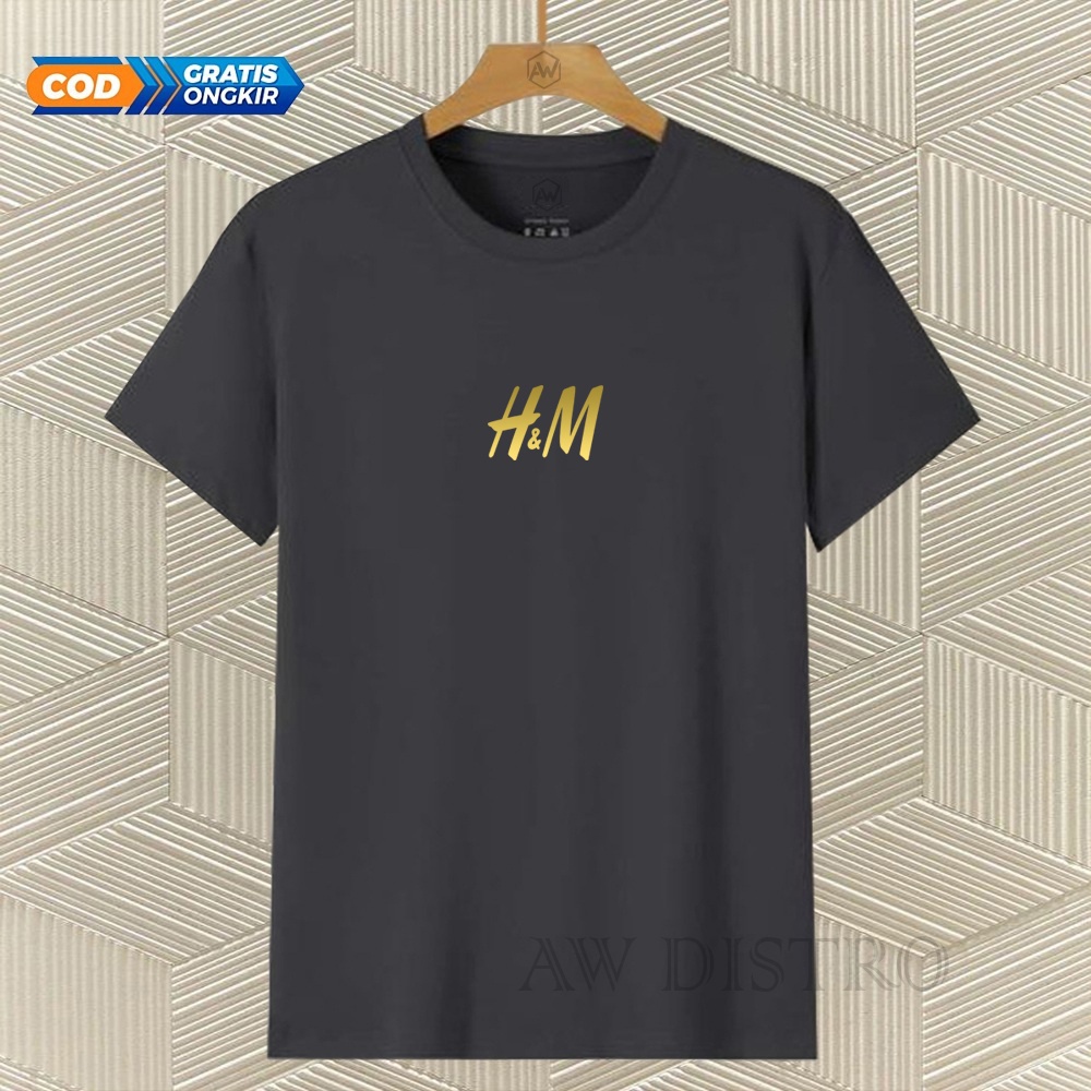 COD Baju Kaos Distro HA&amp;EM Text Gold Premium Quality Lengan Pendek