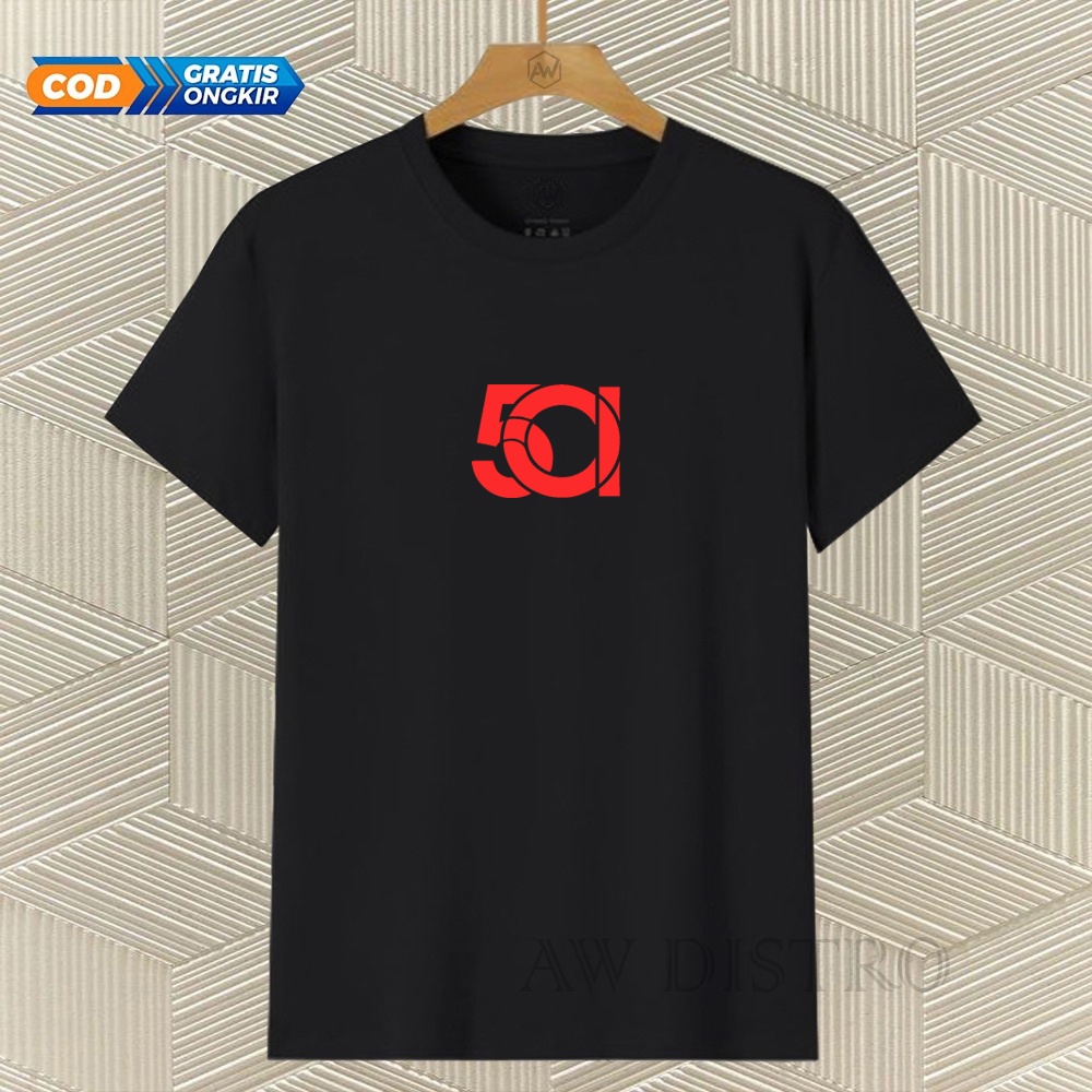 COD Baju Kaos Distro 501 Teks Merah Premium Quality Lengan Pendek