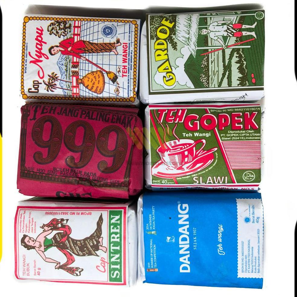 

【murah】 PAKET 6 TEH KOMBINASI KHAS SOLO / RACIKAN SPESIAL TEH CAP 999 GOPEK NYAPU SINTREN DANDANG GARDOE