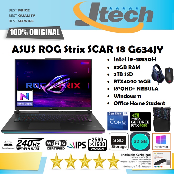 ASUS ROG Strix SCAR 18 G834JY - i9-13980HX - 32GB - 2TB SSD - RTX4090 16GB - 18&quot;QHD+ 240Hz - WIN11 - OFFICE HOME STUDENT