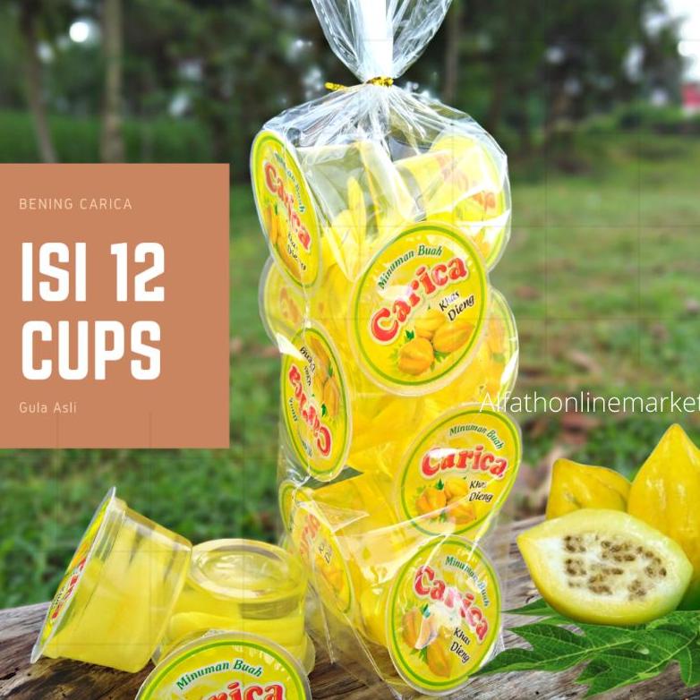 

《packingaman》 Carica Khas Dieng isi 12 cups GULA ASLI - Oleh Oleh Khas Dieng Minuman Manisan Buah Carica vol 60 ml