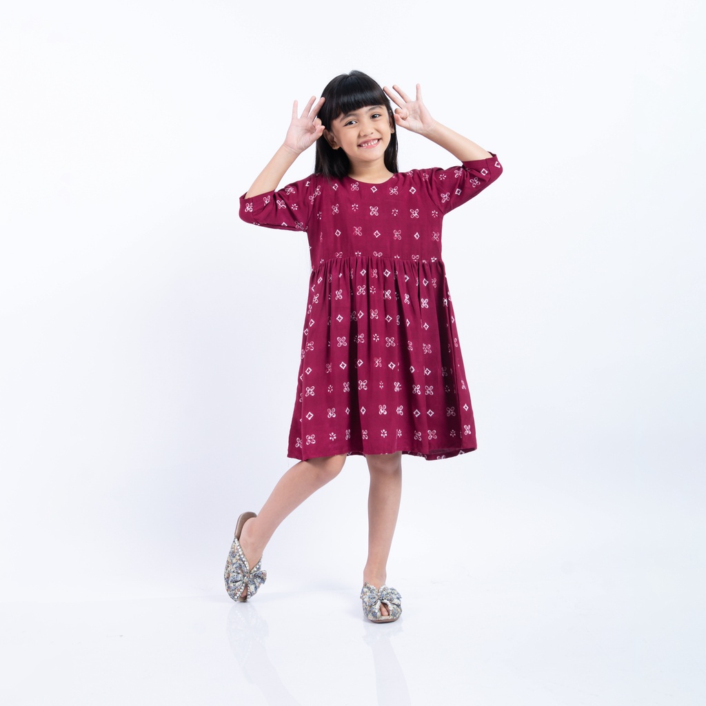 Baju Anak Perempuan Dress - Cap Kawung - Hand Made Batik