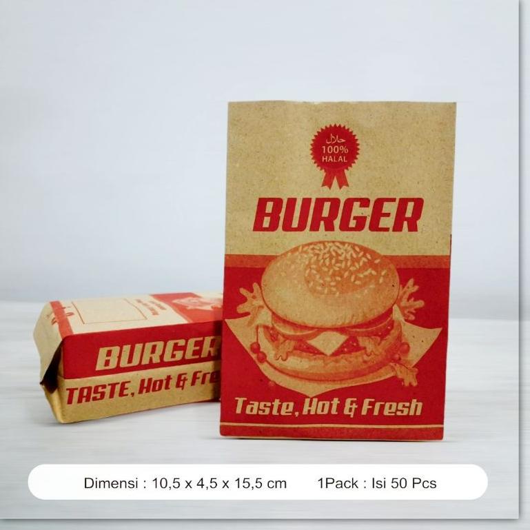 

>V44859) Box burger Kemasan burger Bungkus burger Dus burger Packing burger per 50 pcs.