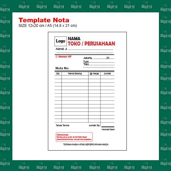

Nota / Cetak Nota / Cetak Kwitansi / 1 Ply / 2 Ply / 3Ply, A5 (Custom)