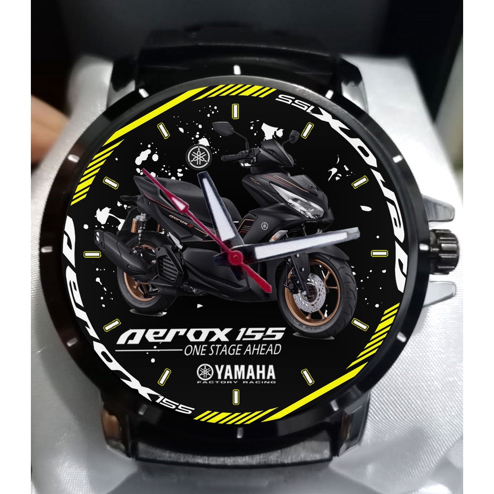 JAM TANGAN CUSTOM Aerox 155 Hitam // JAM TANGAN FULL ANALOG