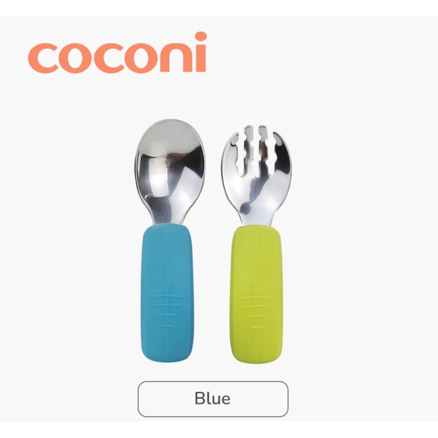 COCONI Eazy Grip Fork &amp; Spoon Stainless Steel Set Sendok Garpu Anak Belajar MPASI