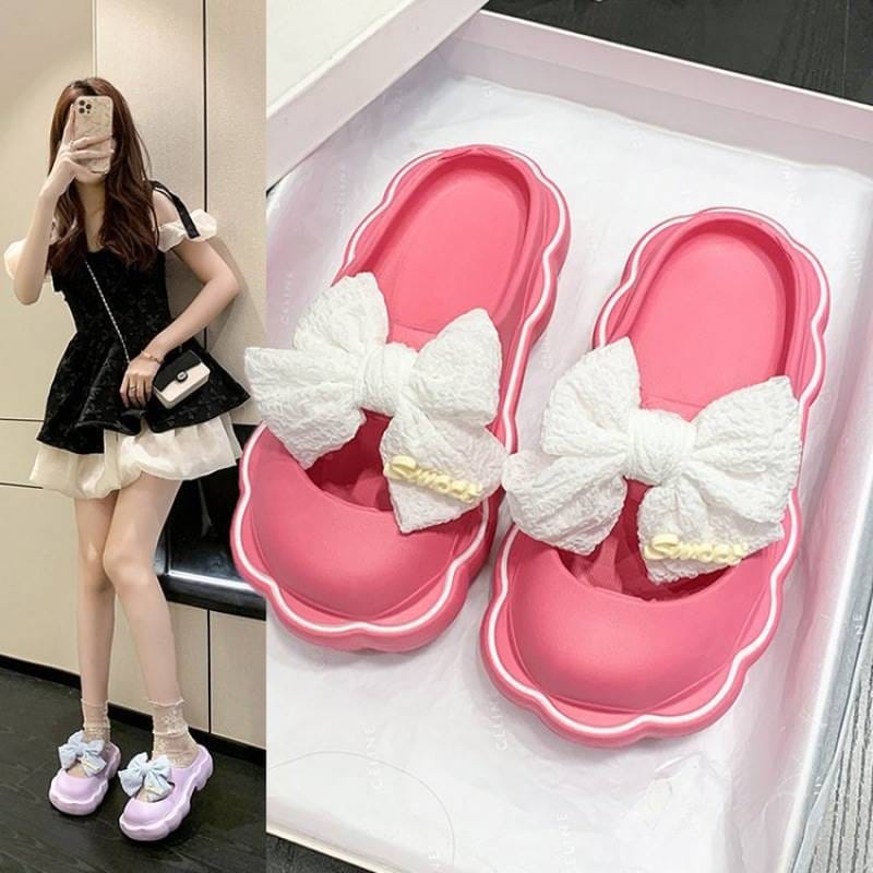 TOPGROSIR TG1615 Sandal Baim Jelly Wanita Import Motif Pita Bow Korean Style