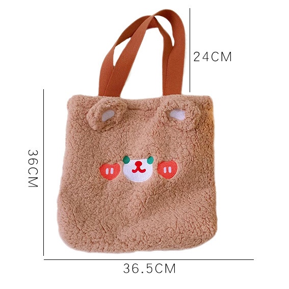 Totebag Wanita Plush Cute Bunny &amp; Bear Korean Style Import