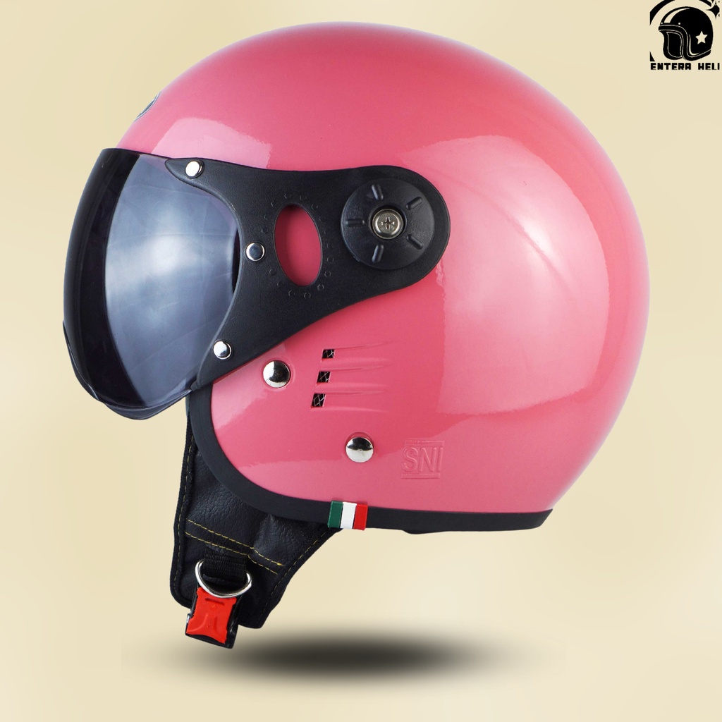 Helm Bogo Retro Pilot Ori Pria Wanita Hijab Dewasa Warna Terkini SNI