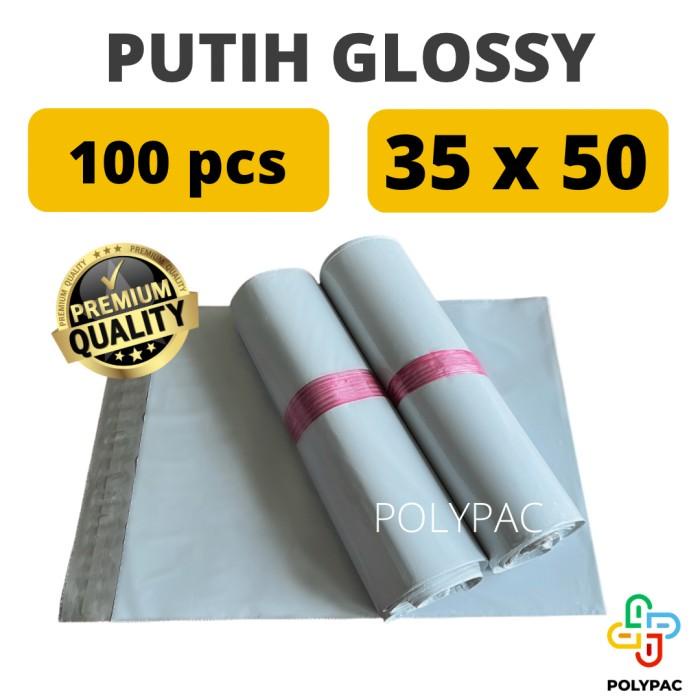 

Terlaris Polymailer Putih Glossy [35X50] Isi 100 Pc - Polymailer Putih Premium