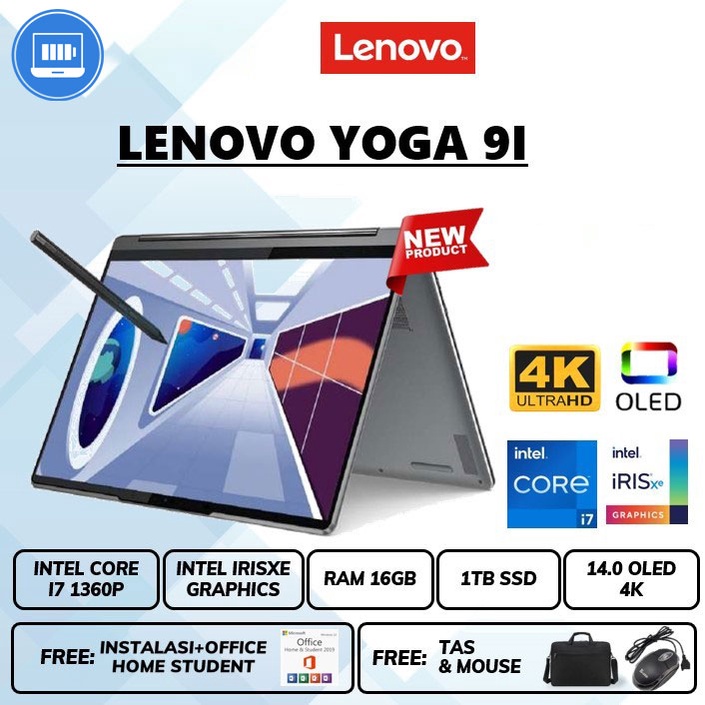 Laptop Le Yoga 9I oled 4K Touch I7 1360P Ram 16Gb 1Tb 14&quot;