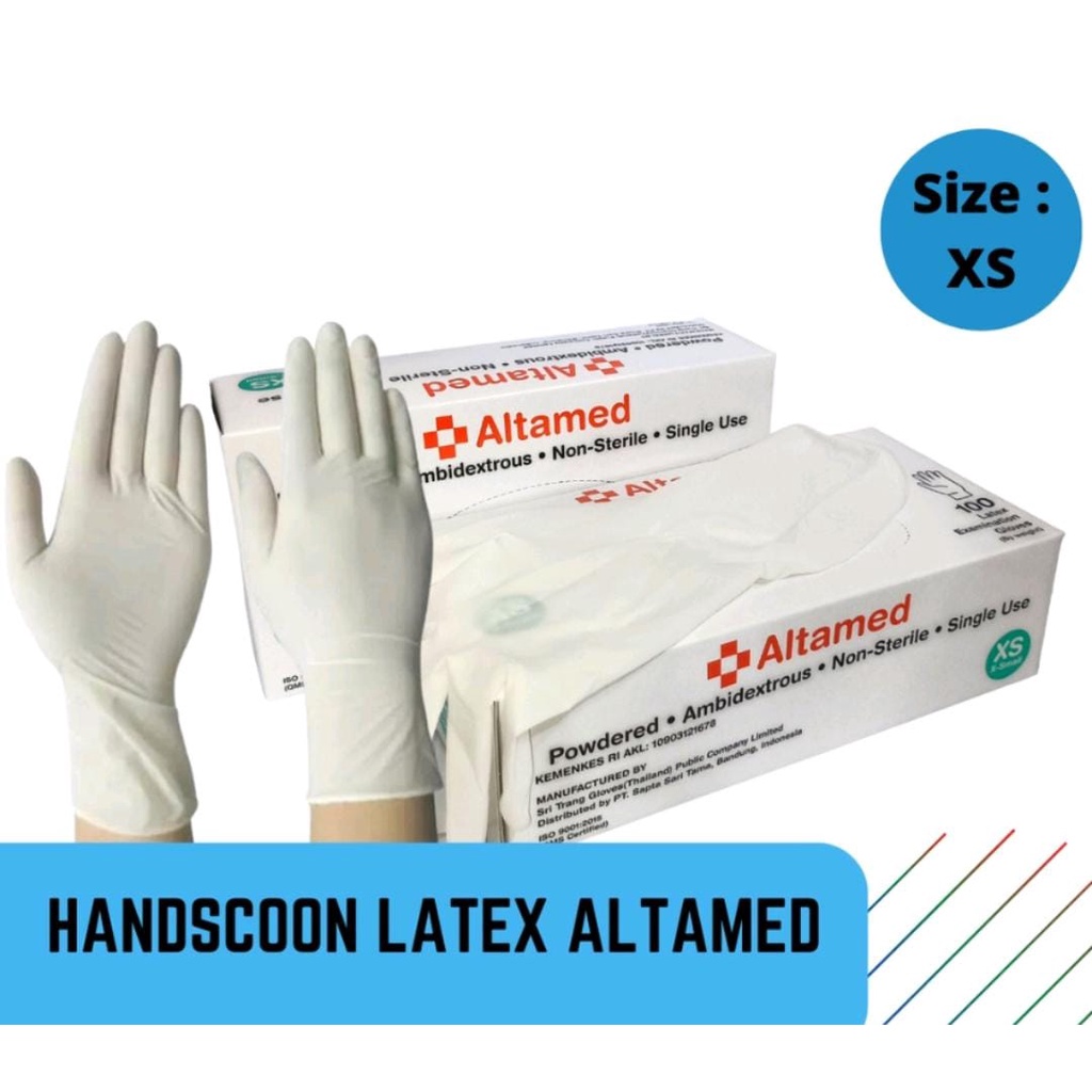 SARUNG TANGAN LATEX ALTAMED / HANDSCOON ALTAMED SIZE XS, S, M, L