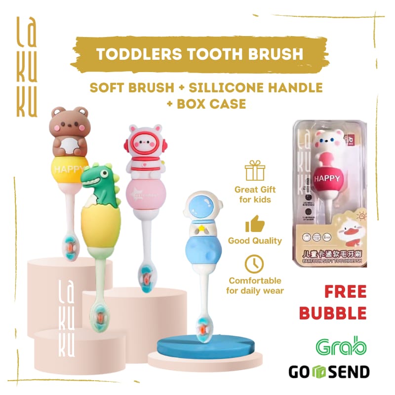 Lakuku - Sikat Gigi Anak Balita 1 tahun Lembut Soft Toothbrush model silikon boneka lucu