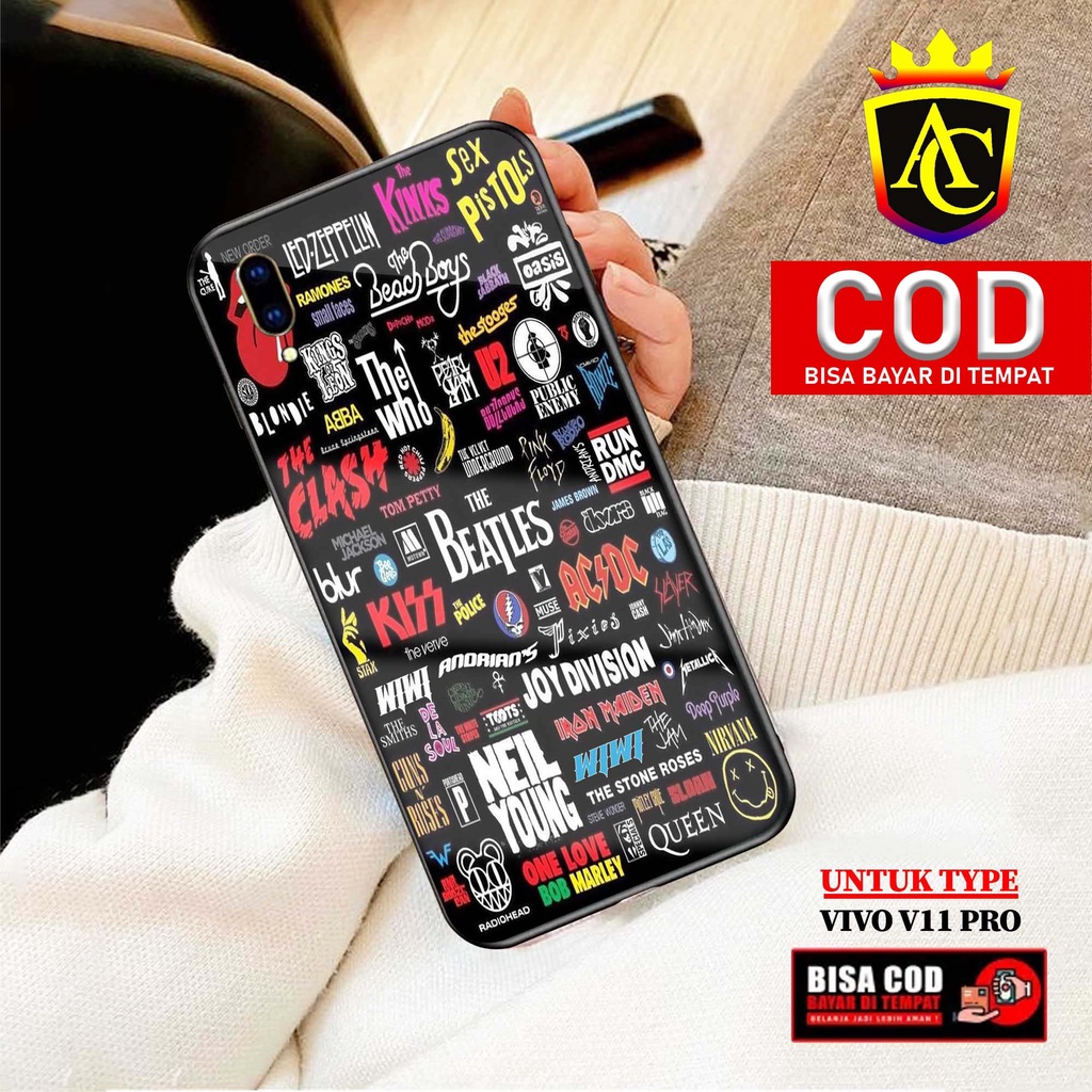 Case Vivo V11 Pro - Aneka Case - [ SRBK ] Softcase Glass - Hardcase Glossy - Fashion Case hp Vivo V1