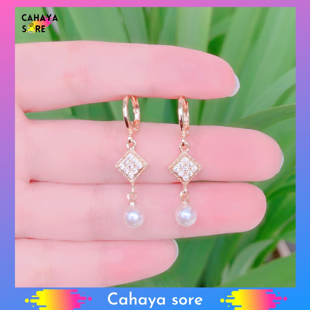 Anting Xuping Gold Anting Dewasa Model Clip Permata Satu AD38