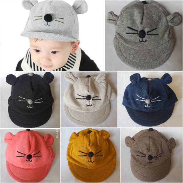 Topi Anak Bayi Karakter Kucing Bahan Flece