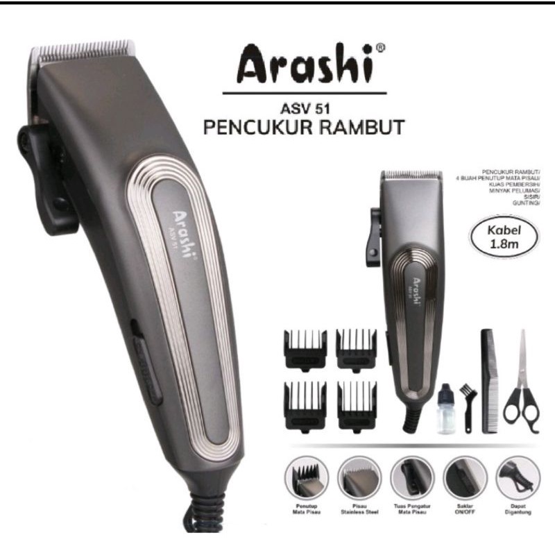 ALAT POTONG RAMBUT ARASHI ASV 52 / ASV 51 ARASHI HAIR CLIPPER  PENCUKUR RAMUT ASV-52