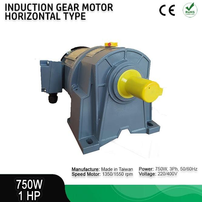 Motor Induksi Gearbox 3 Phase 1Hp (750W) 4 Pole 1500Rpm