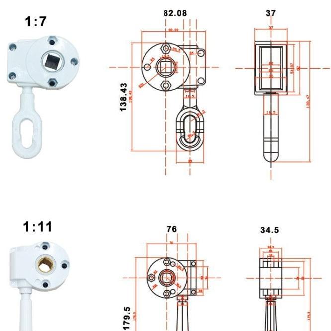 Gear Box Engkol Tube 65 Mm Utk Roller Blind Outdoor Atau Awning Gulung