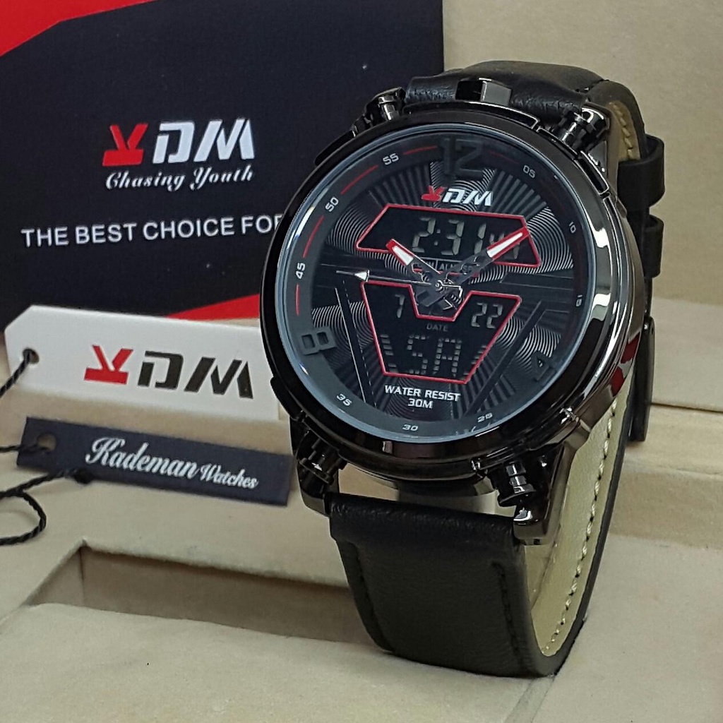 Jam Tangan Kulit Kademan K826G Dual Time