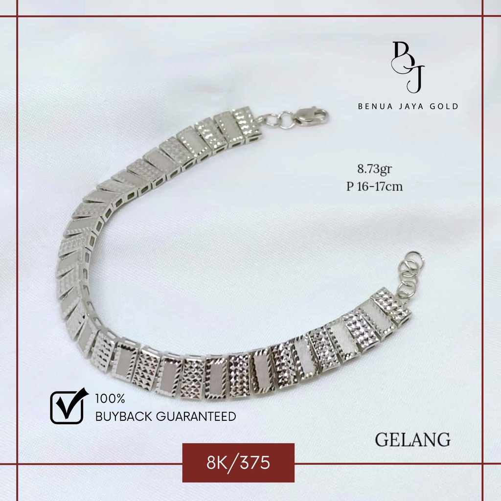 Gelang Rantai Fashion Plat Emas Putih 8K/375