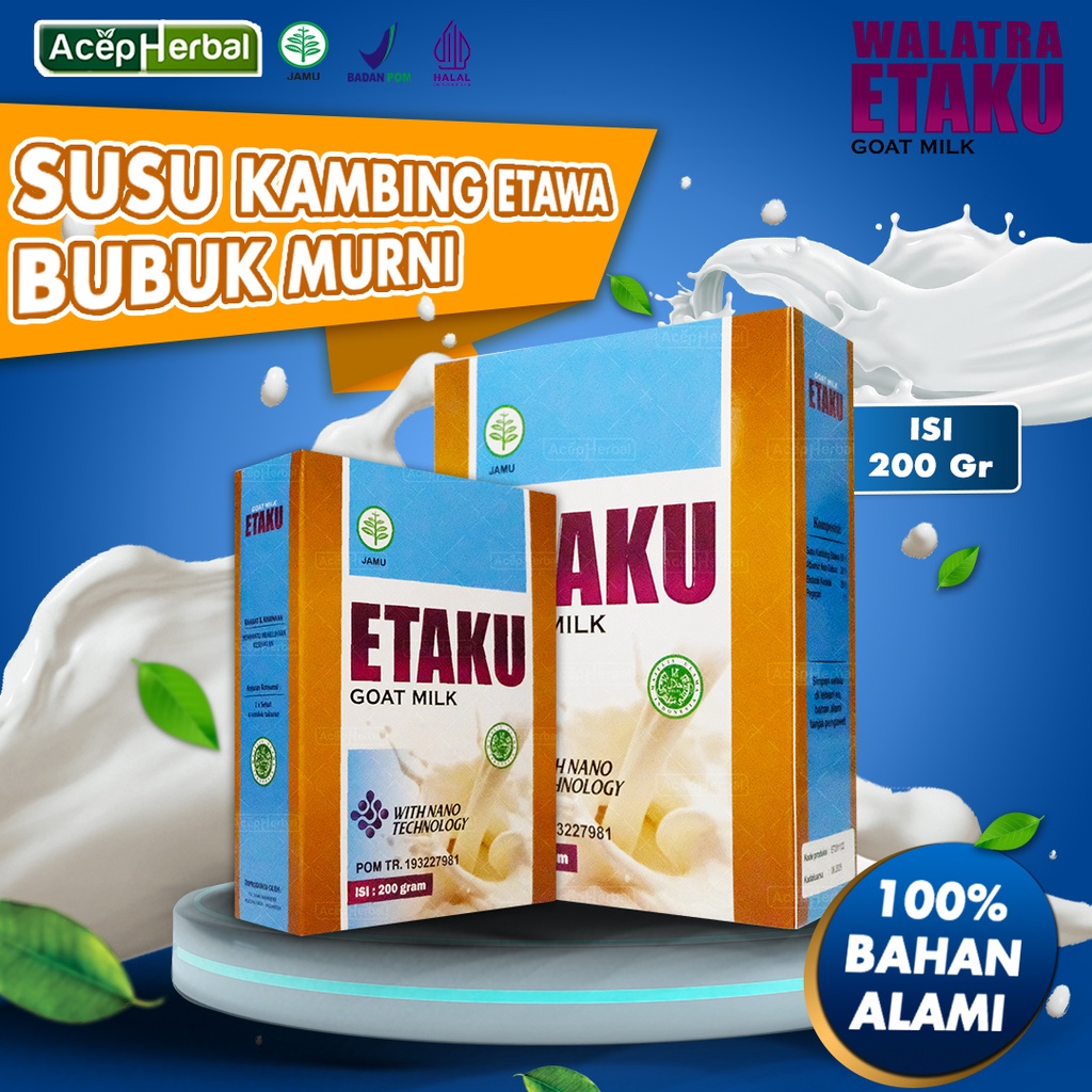 

Susu Kambing Etawa Bubuk Murni Asli Original Etaku Goatmilk Isi 200 Gram 100% Original