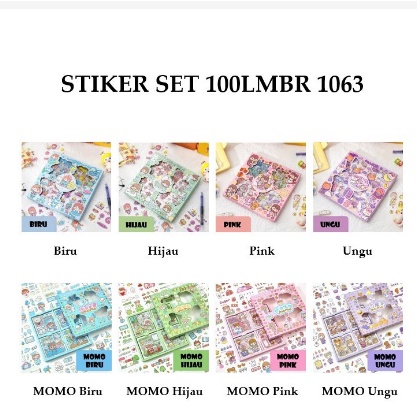 TS01- 1063 Stiker Karakter Set 100 Lembar / Sticker Box Dekorasi Buku / Stiker Motif Kartun Lucu Anti Air