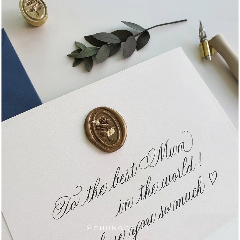 (CFR) Clara Rose (Gold W/ Gold Foil)  - 1 Pcs Wax Seal Coin Instan Siap Pakai  / Segel undangan wax 