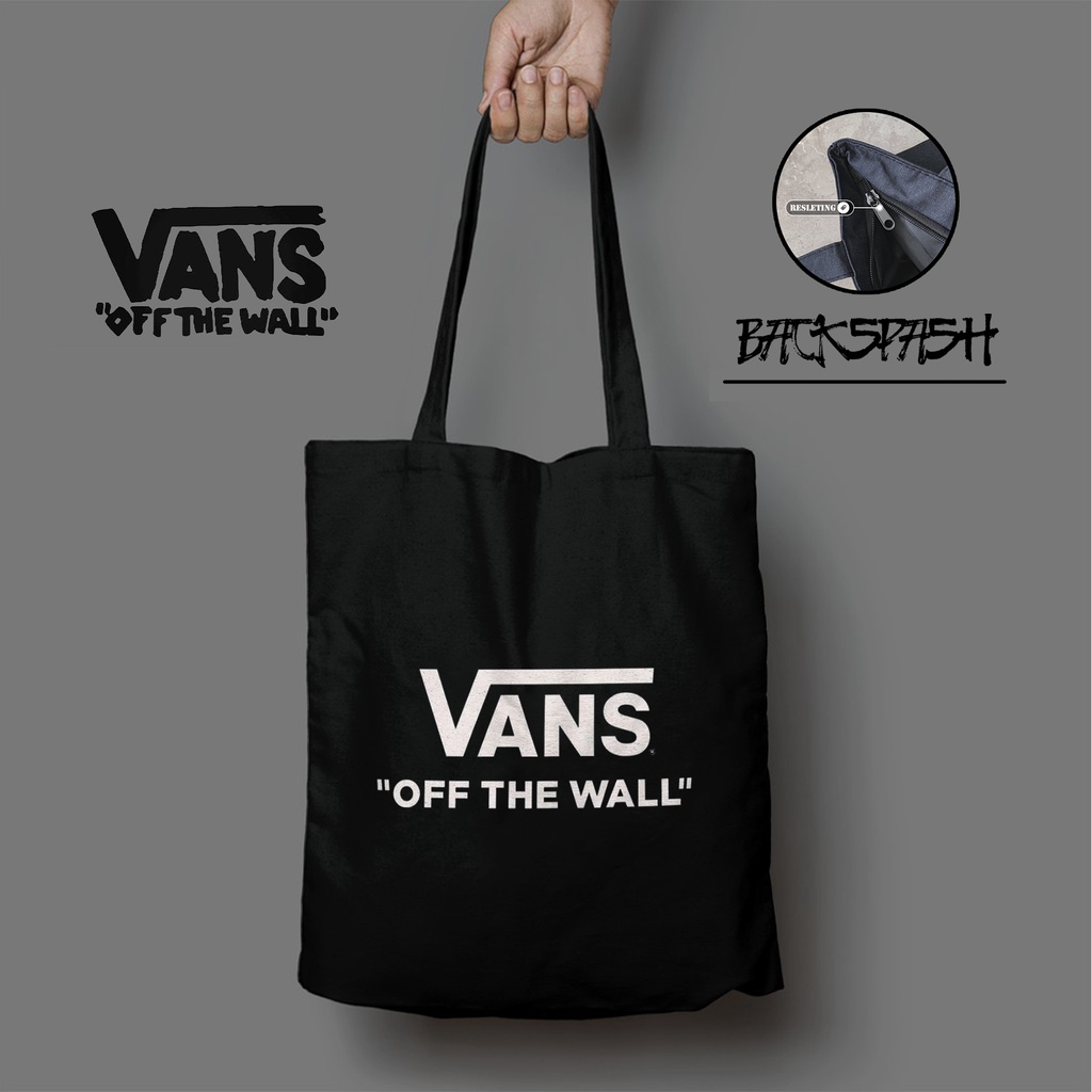 Totebag Tas Vans Custom HItam Pria Wanita