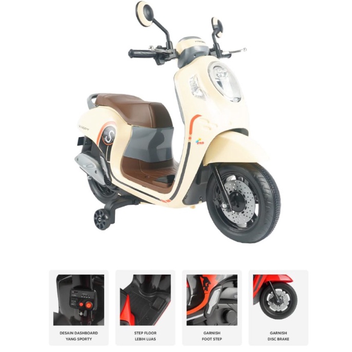 Mainan Anak Motor Aki Listrik Honda Scoopy Kado Anak Pmb m999