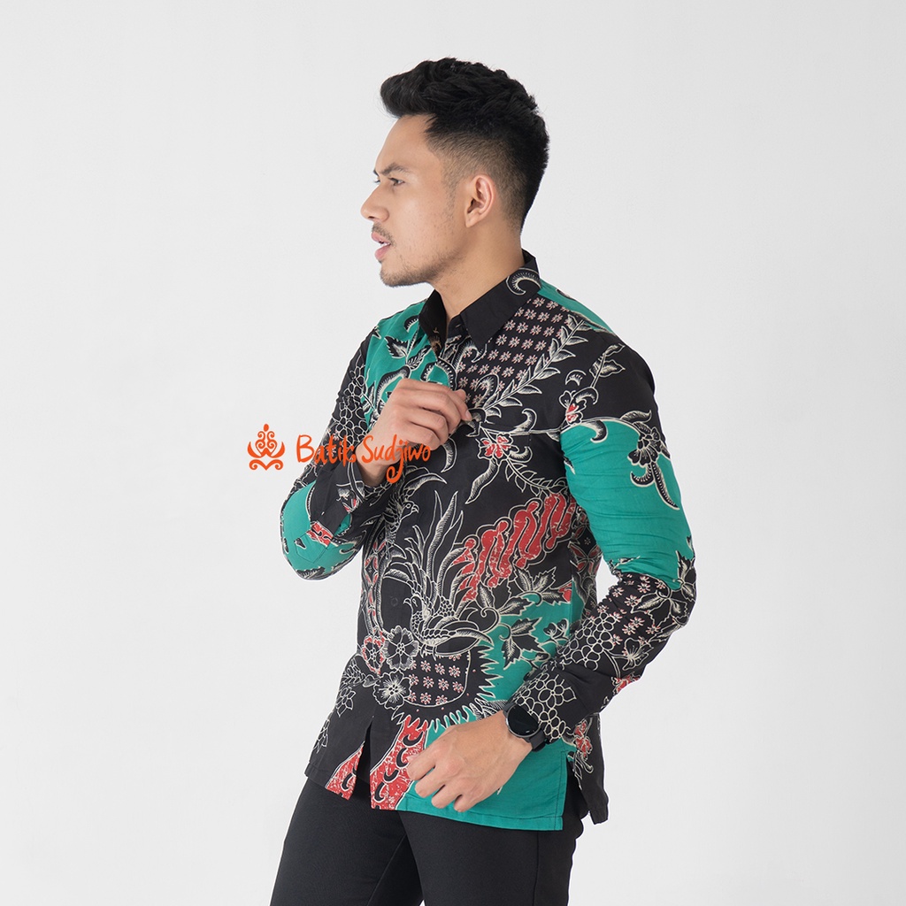 SUDJIWOBATIK 1148 Hem Kemeja Batik Pria Cowok Laki Laki Lengan Panjang Premium Lapis Furing Solo Laweyan Original