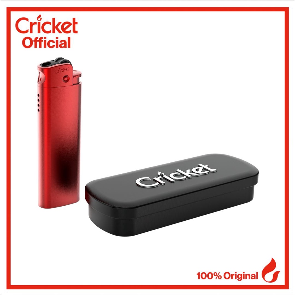 New Cricket Deluxe Metal Lighter - Merah (Eksklusif Secara Online)