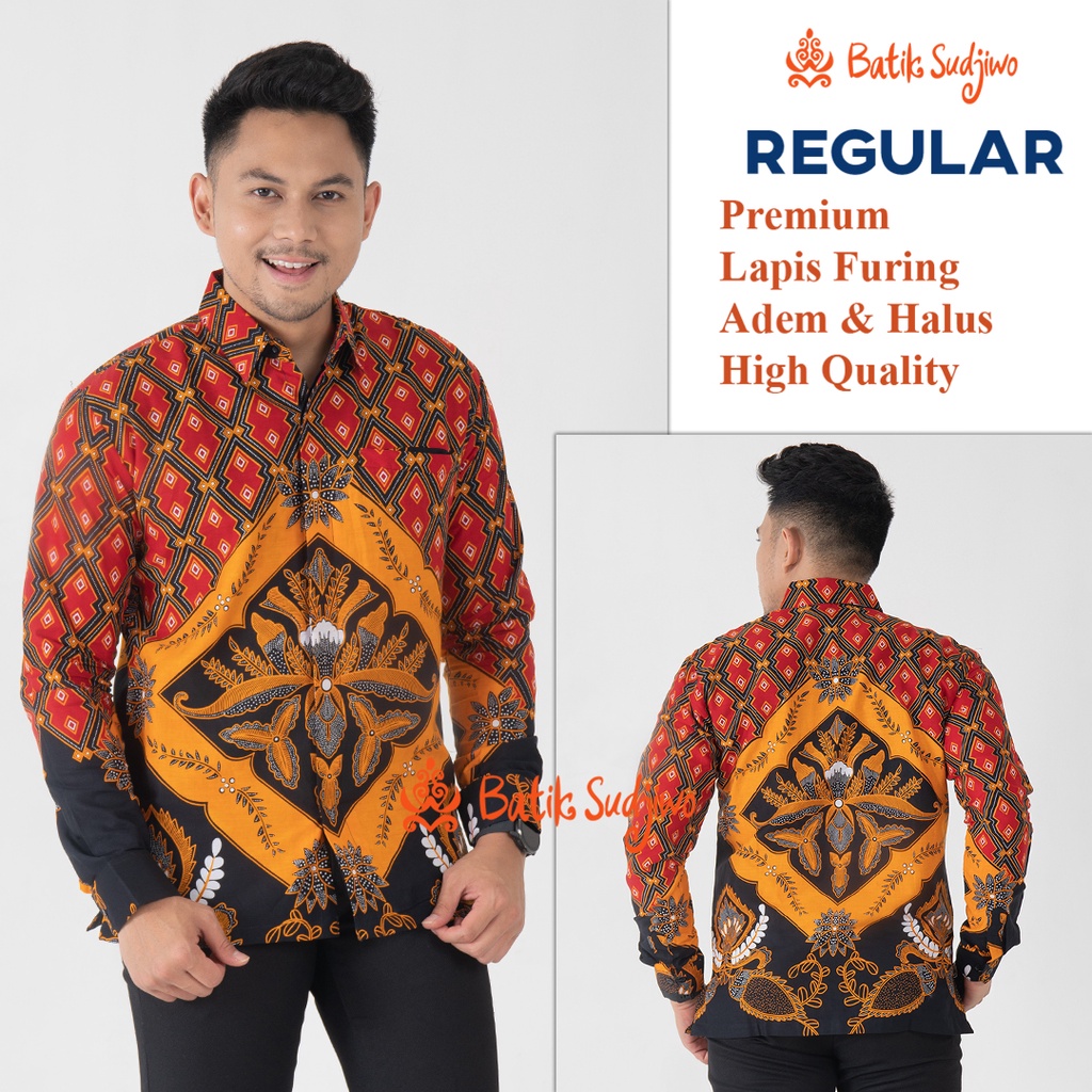 SUDJIWOBATIK 1149 Hem Kemeja Batik Pria Cowok Laki Laki Lengan Panjang Premium Lapis Furing Solo Laweyan Original