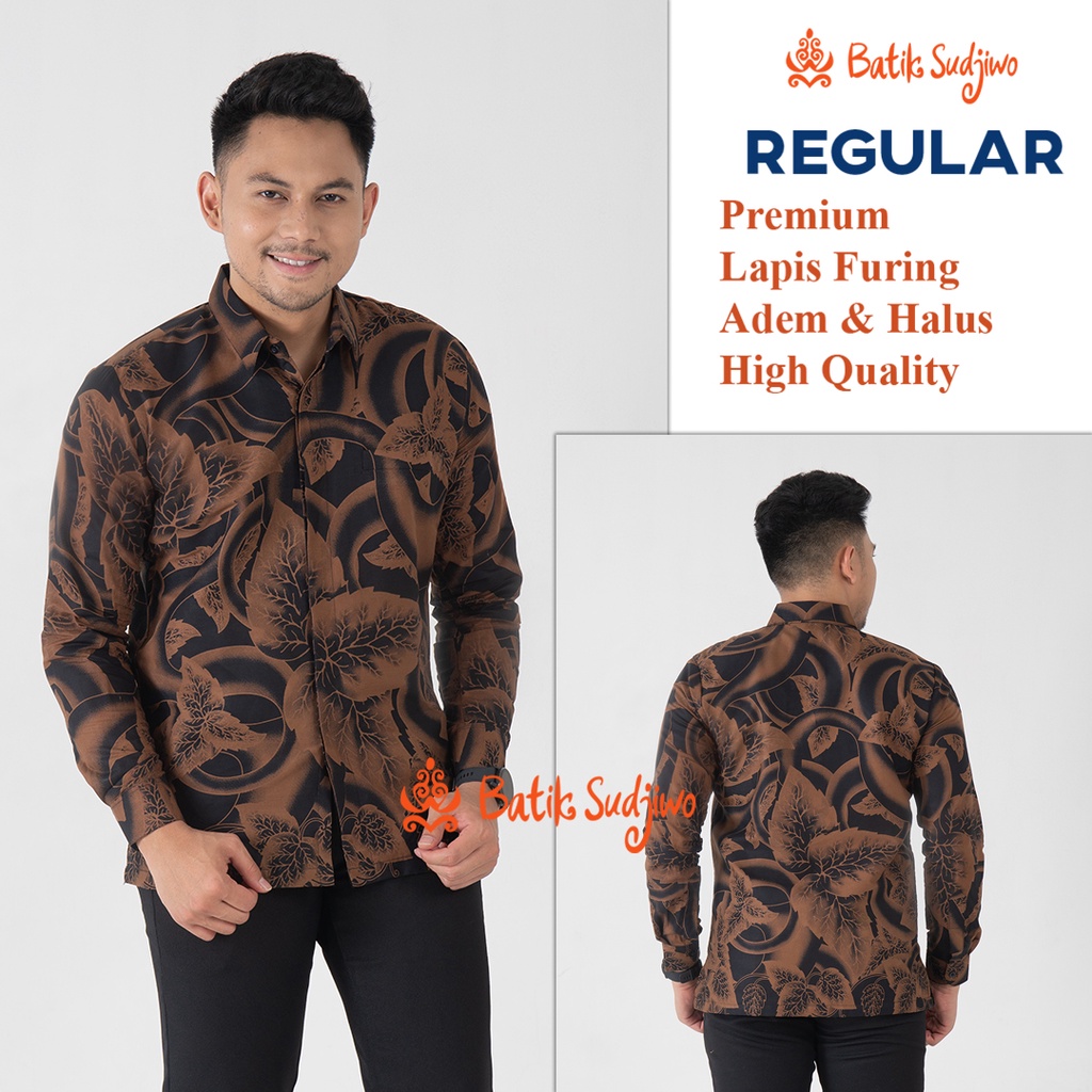 SUDJIWOBATIK 1164 Hem Kemeja Batik Pria Cowok Laki Laki Lengan Panjang Premium Lapis Furing Solo Laweyan Original