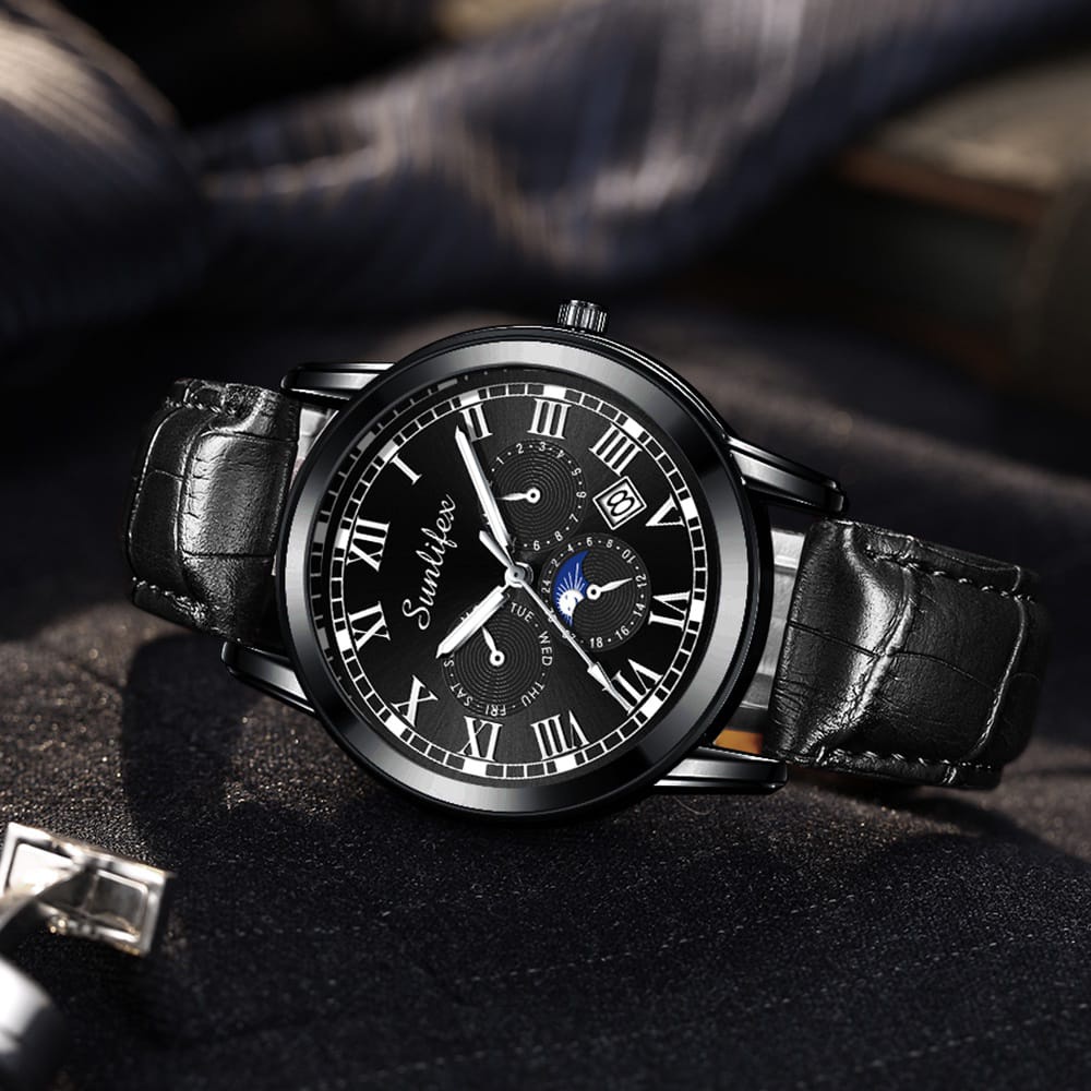 GROSERBA GROSIR JAM TANGAN ANALOG KULIT SUNLIFEX 7003 PRIA ORIGINAL BEST SELLER