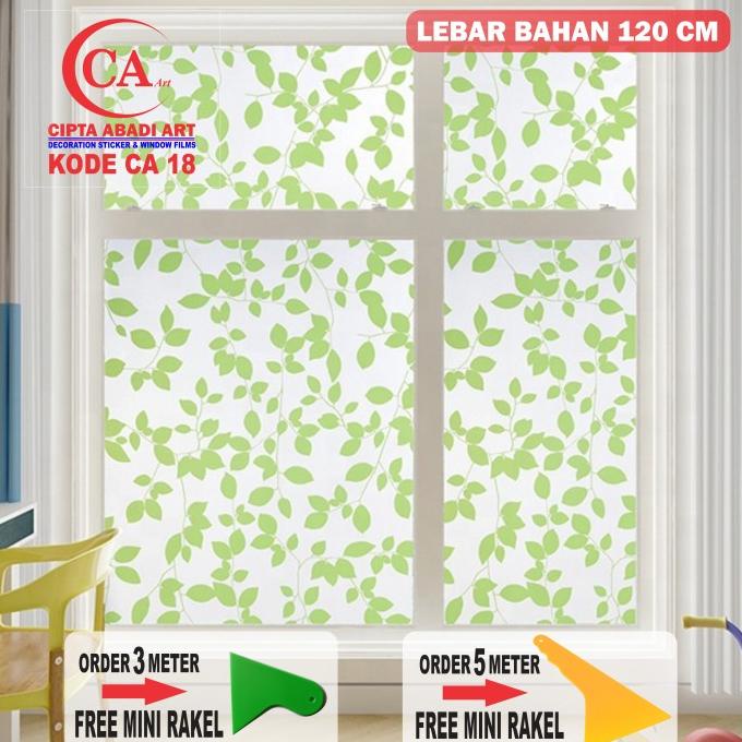 STICKER / STIKER KACA MOTIF DAUN HIJAU ( WINDOW FILM )