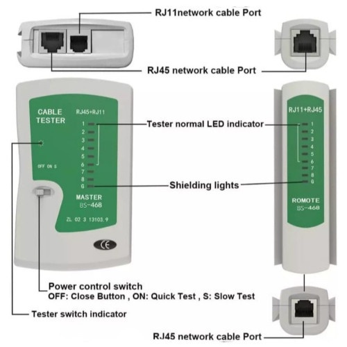 Lan Tester Alat Penguji Kabel Lan RJ45 Telepon Tester Rj11 Lan Tester