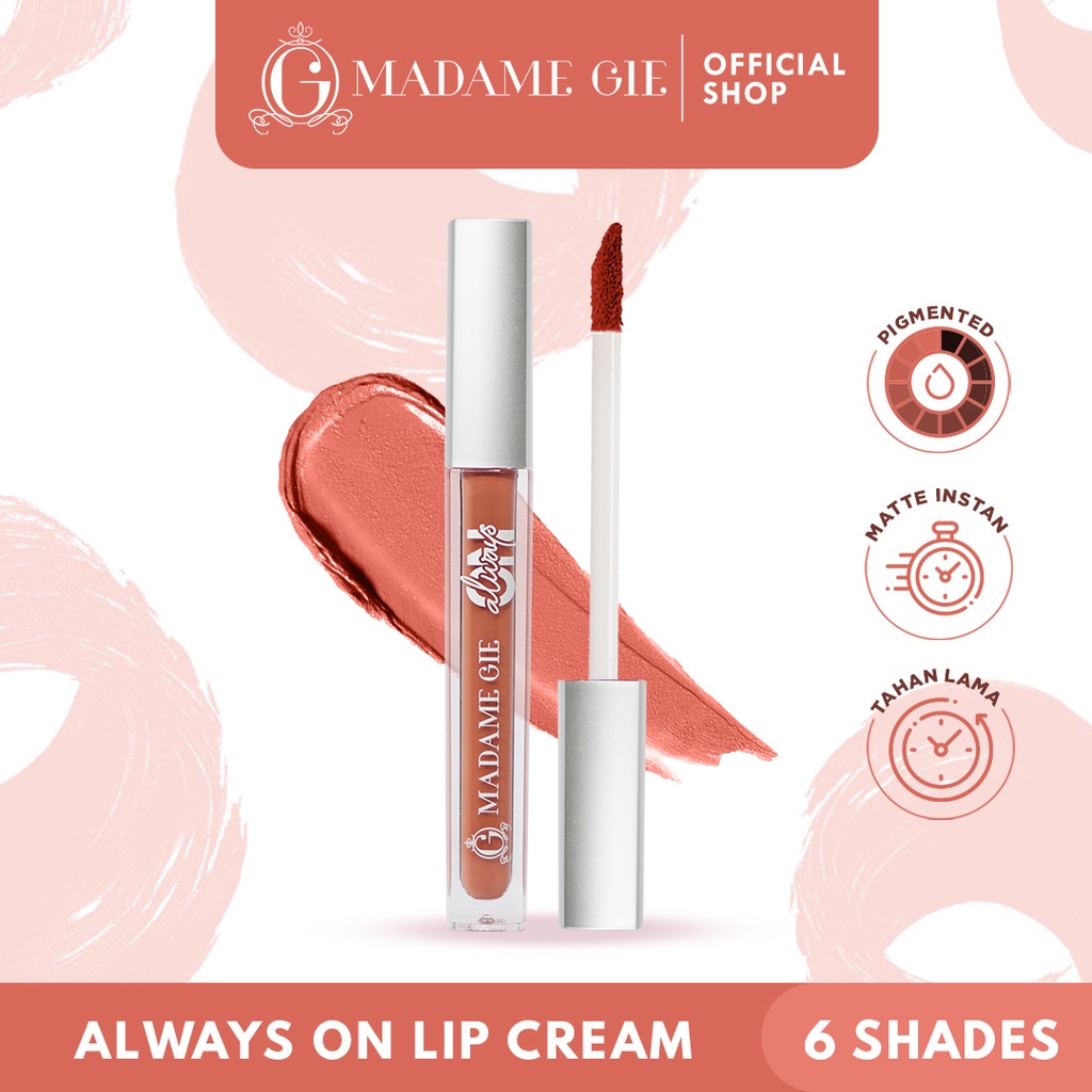 Madame Gie Always On | Lipstik Lipcream Matte Longlasting