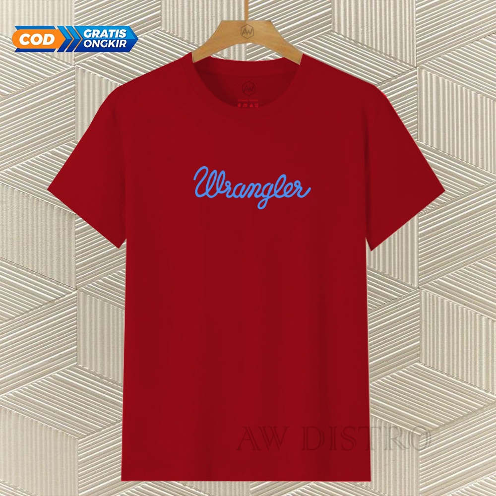 COD Baju Kaos Distro Waler Text Sky Blue  Premium Quality Lengan Pendek