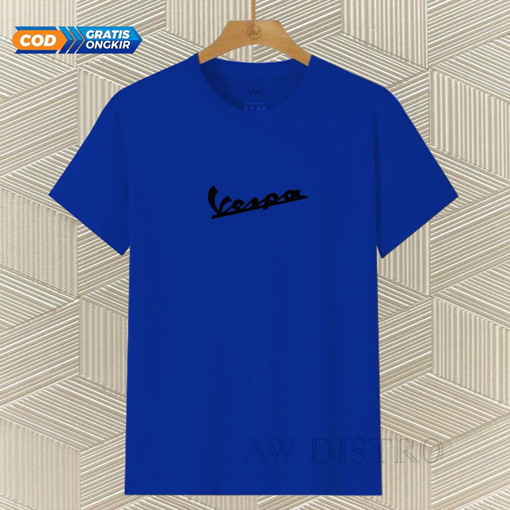 COD Baju Kaos Distro Vespa Text Hitam Premium Quality Lengan Pendek