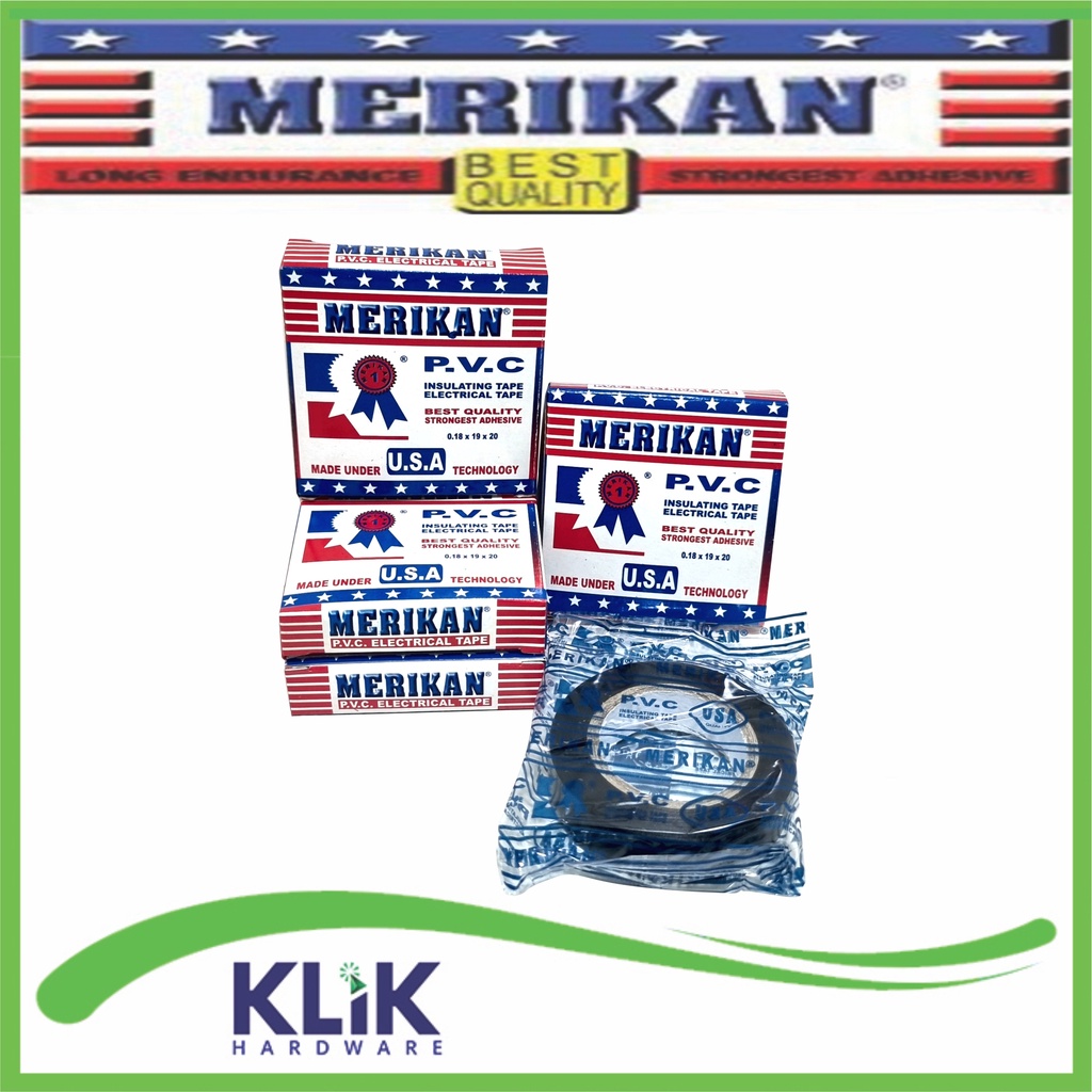 Merikan PVC Electrical Tape Solatip Isolasi Kabel Listrik 20 meter