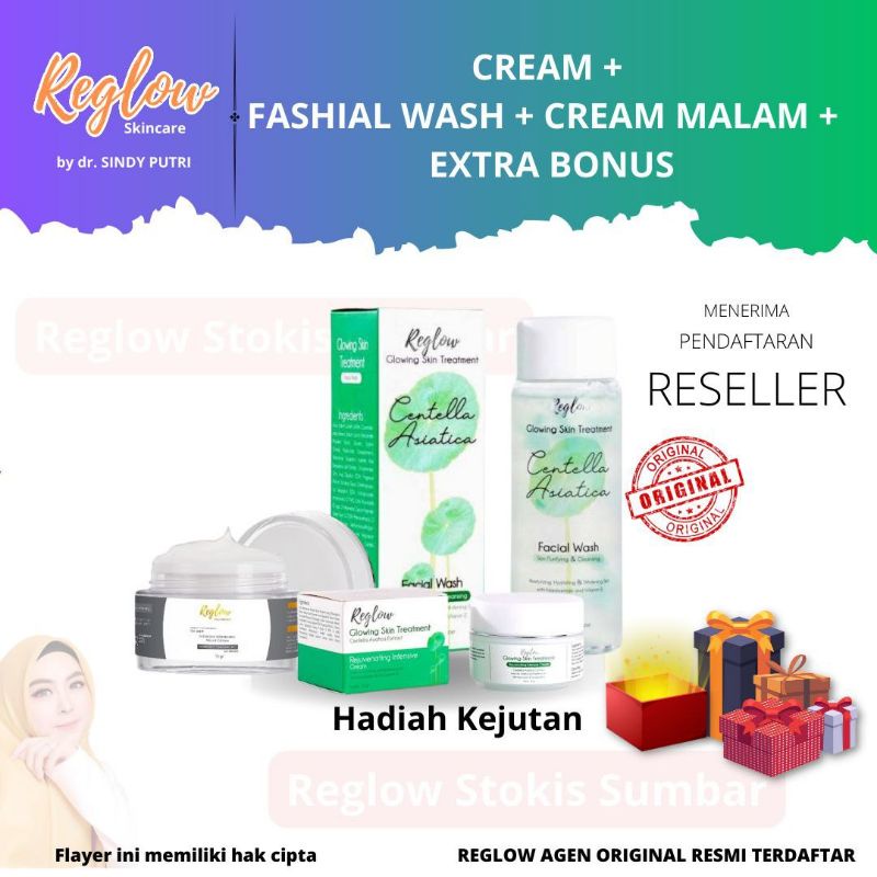 [COD BISA] CREAM Malam Reglow Paket fashial wash cream intensive formulasi by dokter sindy sindi putri oshicis asli ori original bergaransi agen resmi best seller anti agi g flek hitam lembab skin barrier  padang sumbar sumatera barat payakumbuh