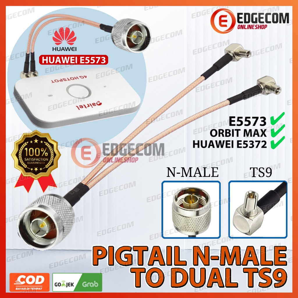 Pigtail N Male to Dual TS9 untuk Modem E5573 Orbit Max E5577 E8373