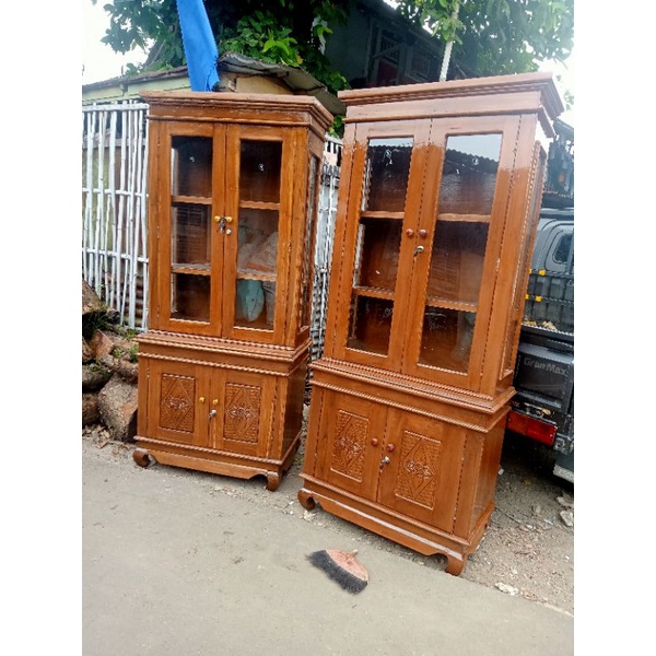 bufet pajangan/rak buku jati p2