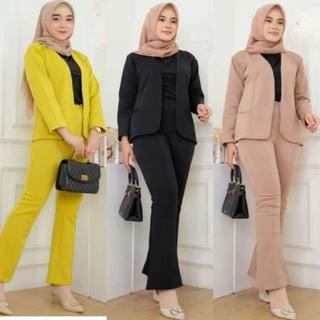 ONE SET BLAZER NABILA CELANA CUTBRAY BAHAN SCUBA PREMIUM SETELAN BLAZER CUTBRAY / EHZY STORE