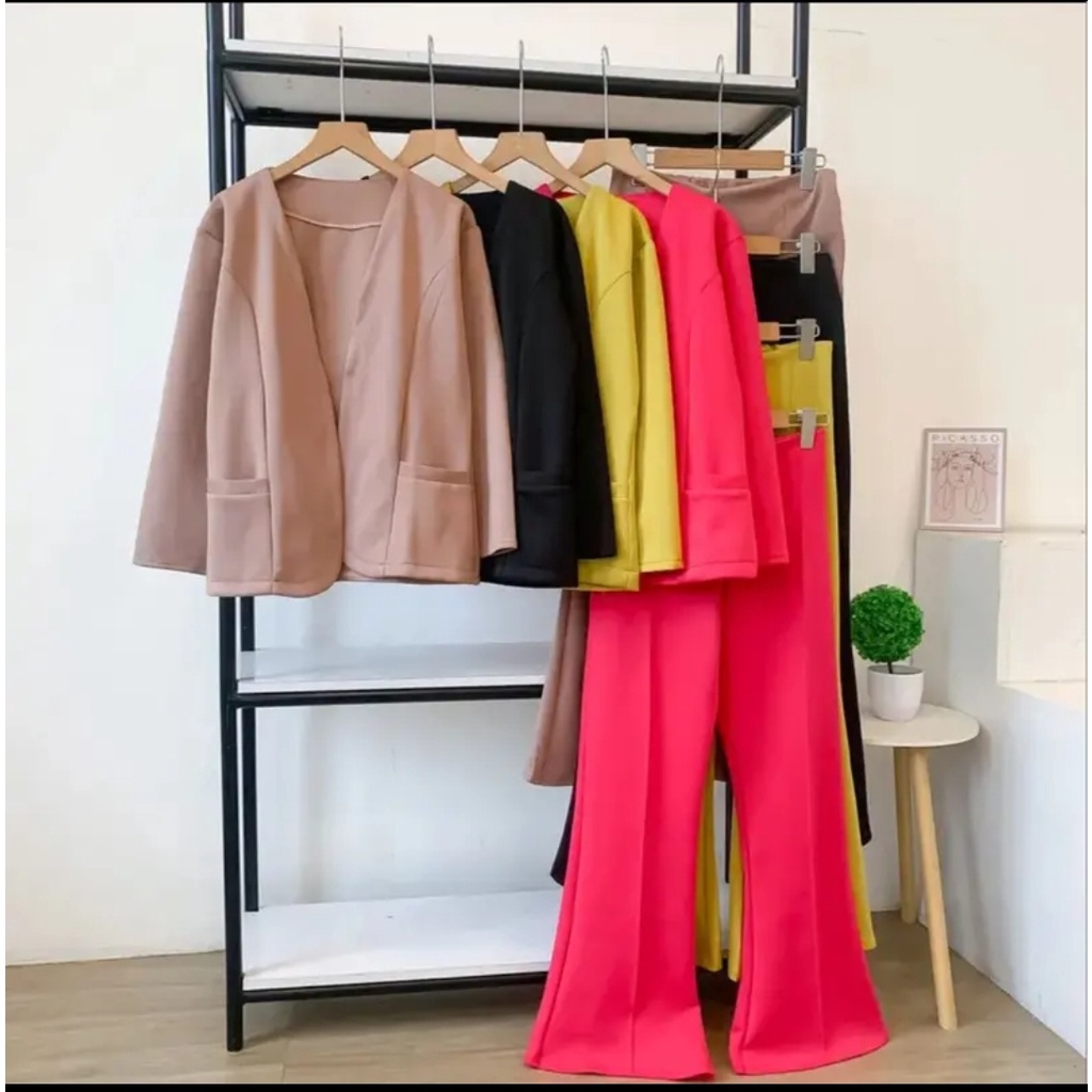 BEST DEALS ONE SET BLAZER NABILA CELANA CUTBRAY BAHAN SCUBA PREMIUM SETELAN BLAZER CUTBRAY / EHZY